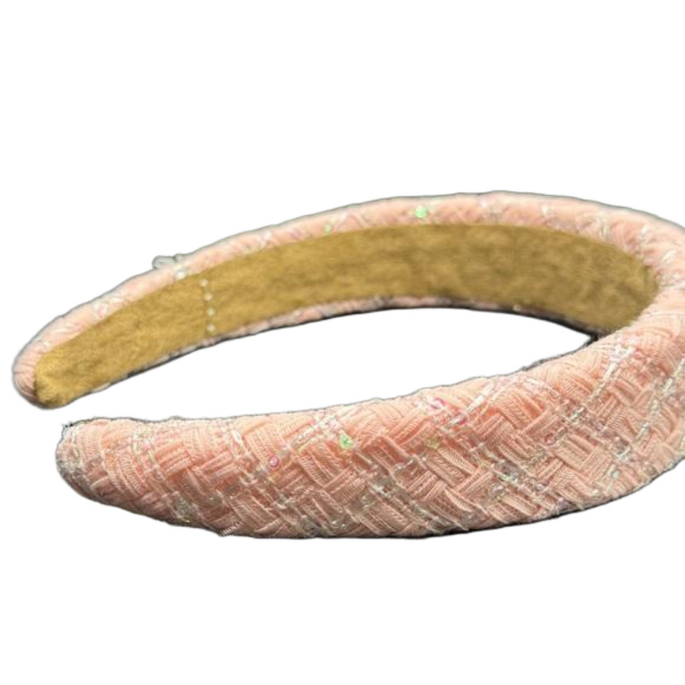 Tweed Sequin Padded Headband - Pink - NWT - Picture 4 of 5